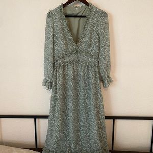 Long Sleeve Midi Dress - Sage Green